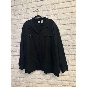 Carolina Colours Black Button Down Long Sleeve Top Plus Size 26W Shirt